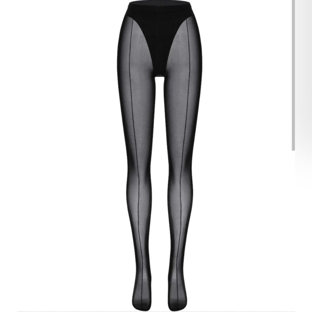 HM X Mugler 30 Denier Tights with Seams, H&M sz Small, NWT NIB